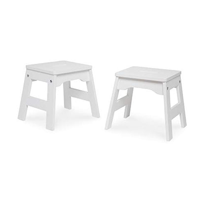 Melissa & Doug Wooden Stools - Set of 2 (White) - WoodArtSupply