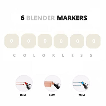 6pcs Colorless Alcohol Markers Set, Blender Blending Clear Markers Dual Tips Art Markers Drawing Sketched Double Tipped Markers for Adults Kids