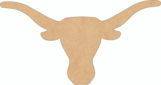 Wooden Longhorn Blank 6" Shape, Unfinished Wood MDF Texas MDF 1/8" Western Craft - WoodArtSupply