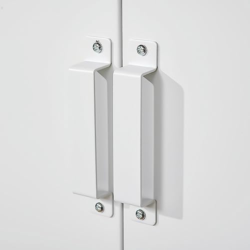 HOMCOM Industrial Storage Cabinet, Steel Garage Cabinet with Double Doors and Adjustable Shelves, White HOMCOM