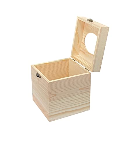 2 Pack Unfinished Wooden Tissue Box Cover for Crafts Oval Opening Solid Square Wood Tissue Holder for Home Decor (5.1x5.1x6 in)