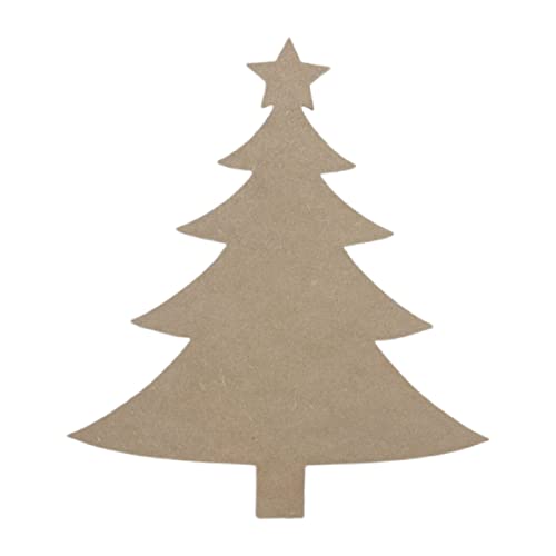Wooden Christmas Tree with Star, Unfinished MDF Decorative Cutout, DIY Holiday Craft Shape Build-A-Cross