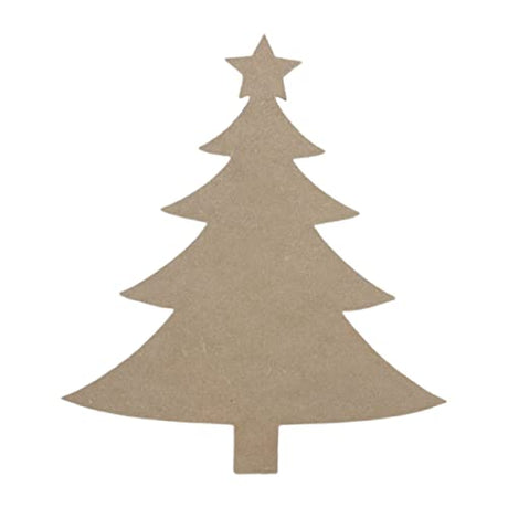 Wooden Christmas Tree with Star, Unfinished MDF Decorative Cutout, DIY Holiday Craft Shape Build-A-Cross