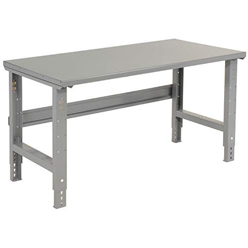 Global Industrial Adjustable Height Workbench C-Channel Leg, 60" W x 30" D, 1-3/4" Steel Square Edge, Gray - WoodArtSupply