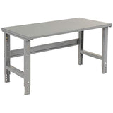 Global Industrial Adjustable Height Workbench C-Channel Leg, 60" W x 30" D, 1-3/4" Steel Square Edge, Gray Global Industrial