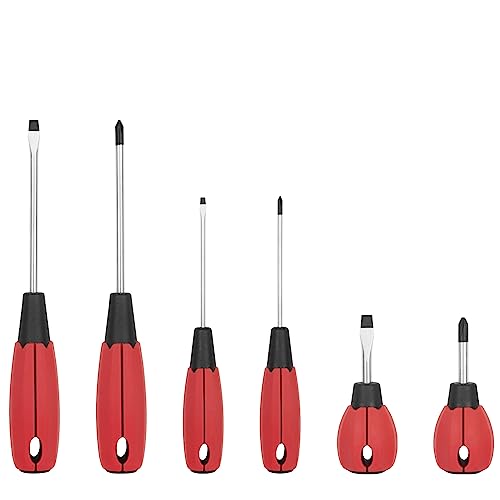 KURUI Magnetic Screwdriver Set, 6-Piece Screw Drivers Tool Set 3 Phillips and 3 Flat Head, Standard Screw Driver and Stubby Screwdriver Have KURUI