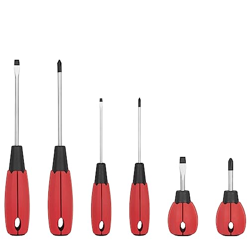 KURUI Magnetic Screwdriver Set, 6-Piece Screw Drivers Tool Set 3 Phillips and 3 Flat Head, Standard Screw Driver and Stubby Screwdriver Have - WoodArtSupply