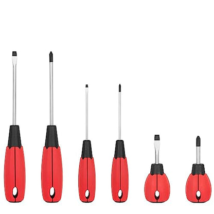 KURUI Magnetic Screwdriver Set, 6-Piece Screw Drivers Tool Set 3 Phillips and 3 Flat Head, Standard Screw Driver and Stubby Screwdriver Have - WoodArtSupply