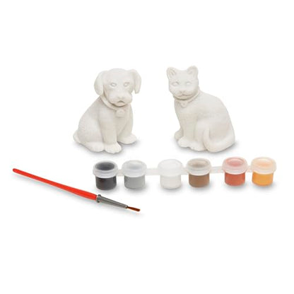 Melissa & Doug Created by Me! Pet Figurines Craft Kit (Resin Dog and Cat, 6 Paints, Paintbrush) - WoodArtSupply