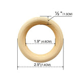 40 Pieces 2.9 Inch Unfinished Wooden Rings for Crafts Natural Solid Wood Circle for Macrame Handmade Project (Inner 1.9 inch) Cregugua