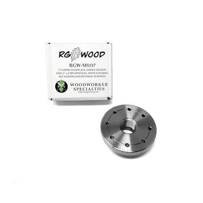 3" HD Steel Wood Lathe Face Plate, 1" x 8tpi Threaded, with Locking Set Screw