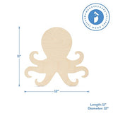 Wood Octopus Cutout 11 x 12 inches, Pack of 2 Unfinished Wood Door Hanger Cutout, Wooden Animals for Crafts & Summer, by Woodpeckers Woodpeckers