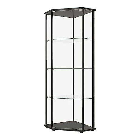 Coaster Home Furnishings Zenobia Glass Shelf Curio Cabinet Clear and Black Coaster Home Furnishings