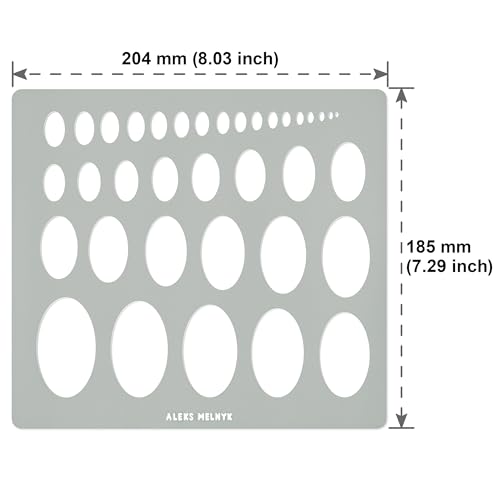 Aleks Melnyk #210 Metal Ellipse Template, Ellipse Stencil, Geometric Template, Ellipse Master, Art Oval Tool, Isometric Drawing Template, Lapidary, - WoodArtSupply