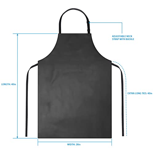 2 Pack Waterproof Rubber Vinyl Apron 40" Aprons for Men Heavy Duty Chemical Resistant Work Apron Extra Long Grilling Aprons with Adjustable Bib Apron Gotega