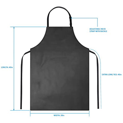 2 Pack Waterproof Rubber Vinyl Apron 40" Aprons for Men Heavy Duty Chemical Resistant Work Apron Extra Long Grilling Aprons with Adjustable Bib Apron - WoodArtSupply