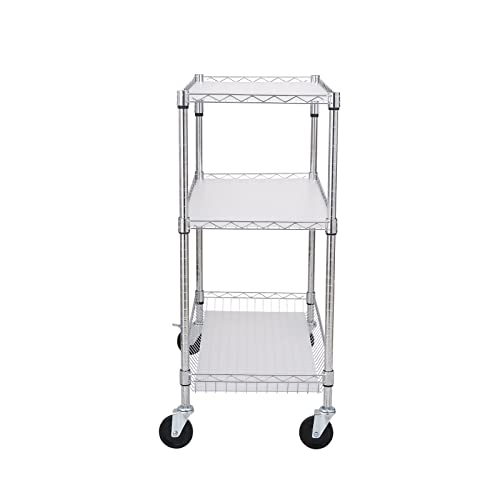 VEVOR Kitchen Utility Cart, 3 Tiers, Wire Rolling Cart with 661 LBS Capacity, Steel Service Cart on Wheels, Metal Storage Trolley with 80 mm Deep VEVOR