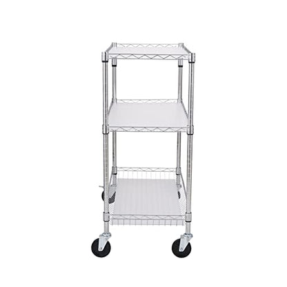 VEVOR Kitchen Utility Cart, 3 Tiers, Wire Rolling Cart with 661 LBS Capacity, Steel Service Cart on Wheels, Metal Storage Trolley with 80 mm Deep