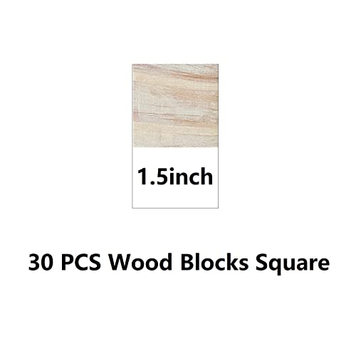 1.5 inch Wooden Cubes, 30 PCS Unfinished Natural Wood Blocks Square Blocks Set for DIY Crafts, Alphabet Blocks, Painting Decorating, Number Cubes or