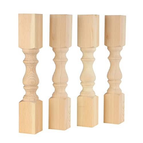 CAROLINA LEG CO. Chunky Monastery Farmhouse End Table Legs - Unfinished - DIY Furniture - Turned Legs - Set of 4 - Dimensions: 3.5" x 23" CAROLINA LEG CO.