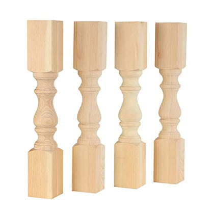 CAROLINA LEG CO. Chunky Monastery Farmhouse End Table Legs - Unfinished - DIY Furniture - Turned Legs - Set of 4 - Dimensions: 3.5" x 23" - WoodArtSupply