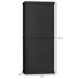 HOMCOM 72.5" Freestanding Black Kitchen Pantry Cabinet with Adjustable Shelves HOMCOM