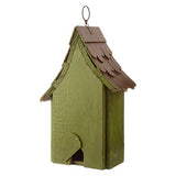 Glitzhome Green Hand Painted Garden Wood Birdhouse with Single Roof Hanging Bird House for Outside glitzhome