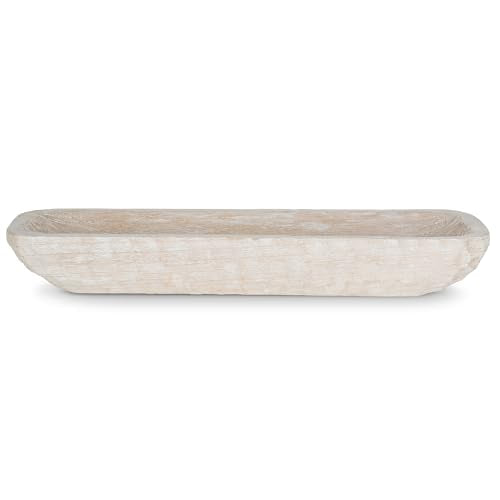 Hanobe Decorative Wood Dough Bowl: Wooden Centerpiece Table Decorations Natural Candle Holder Tray Decor Rustic Unfinished Hand Turned Trough Hanobe