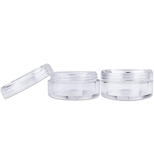 50 New Empty 5 Grams Acrylic Clear Round Jars - BPA Free Containers for Cosmetic, Lotion, Cream, Makeup, Bead, Eye shadow, Rhinestone, Samples, Pot, - WoodArtSupply