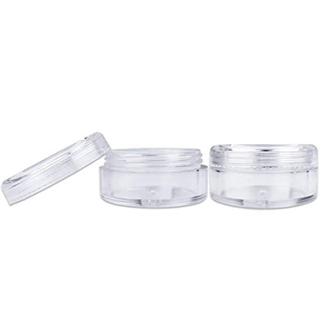 50 New Empty 5 Grams Acrylic Clear Round Jars - BPA Free Containers for Cosmetic, Lotion, Cream, Makeup, Bead, Eye shadow, Rhinestone, Samples, Pot, Beauticom