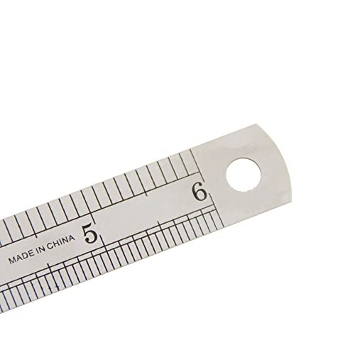 15cm 6 Inch Stainless Steel Straight Ruler Precision Double Sided Drafting Metal Rulers for Measuring Tool - WoodArtSupply