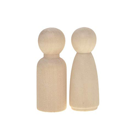 Wood Peg Dolls Unfinished 3 inch, Pack of 30 Wooden Peg People for DIY Crafts Muka