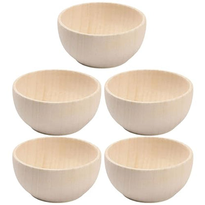 Toddmomy 5Pcs Wooden Craft Bowls Unfinished Wooden Bowls Wood Bowls Unpainted Mini Wooden Bowls for Crafts DIY Painting Art Projects Decor