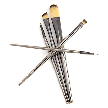 Royal & Langnickel Zen 5pc Standard Handle Brush Set, Includes - Wash, Oval Wash, Angular, Liner & Chisel Blender Brushes - WoodArtSupply