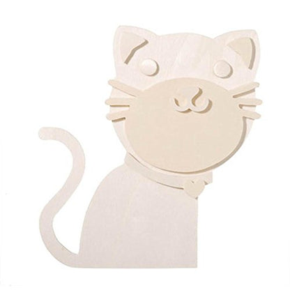 Unfinished Unpainted Wooden Cat Shape Cutout DIY Craft 6 Inches