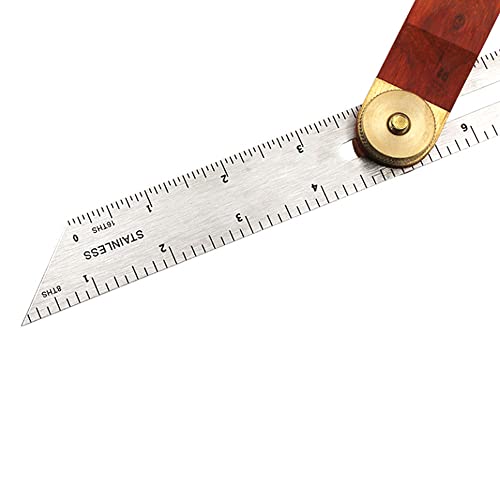 Sliding T-Bevel Gauge - T-Bevel with Stainless Steel Rule, Woodworking T Bevel Angle Finder with Hardwood Handle, Inches/Metric Marks
