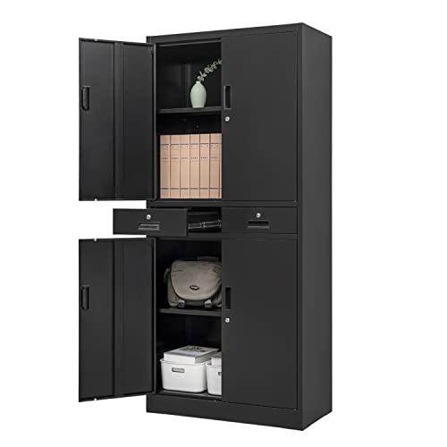 YEEZER Metal File Storage Cabinet, with 2 Lockable Drawers, 71 "H Lockable Steel Filing Cabinet with Adjustable Shelf, Suitable for Offices, Garages, - WoodArtSupply