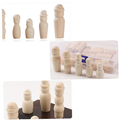 EXCEART 20pcs Box Wooden Figurine Painted Wooden Doll Peg Dolls Unfinished Wooden Peg Figures DIY Wooden Xmas Tree Plain Peg Dolls Wood Peg Dolls Peg
