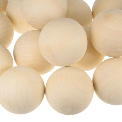 uxcell 20pcs Round Wood Balls 50mm Diameter Unfinished Solid Wooden Spheres, Natural Craft Balls for DIY Craft Projects Art Ornaments