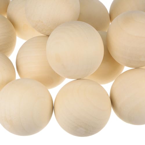 uxcell 20pcs Round Wood Balls 50mm Diameter Unfinished Solid Wooden Spheres, Natural Craft Balls for DIY Craft Projects Art Ornaments - WoodArtSupply