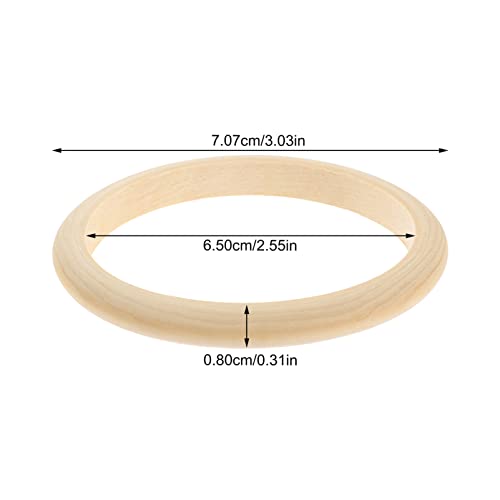 10pcs Wood Bangle Bracelets Unfinished Natural Round Wooden Ring for DIY Craft Project Making Yardwe