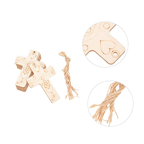 Zerodeko 50 Sets Blank Cross Wood Piece Home Decoration Wood Crafts for Kids Cross Decorations Unfinished Wood Cross Blank DIY Chips DIY Graffiti Zerodeko