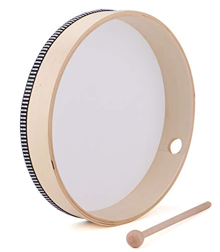 Foraineam 10 Inch & 8 Inch Hand Drum Percussion Wood Frame Drum with Drum Stick Foraineam