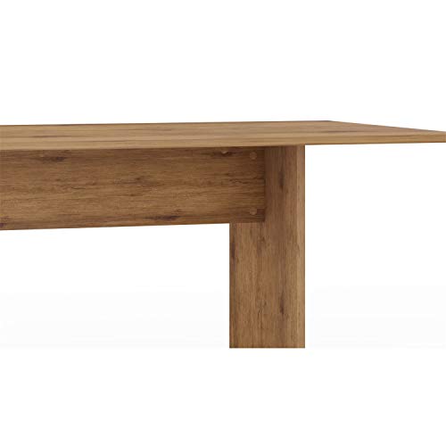 Manhattan Comfort Nomad Mid Century Modern Rustic Dining Table, 67.91", Nature - WoodArtSupply