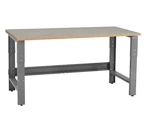 Table & Workbench: 1" Thick Particle Board Top, Height Adjustable Bench - 24" D x 48" L x 30" - 36" H - by BenchPro - WoodArtSupply