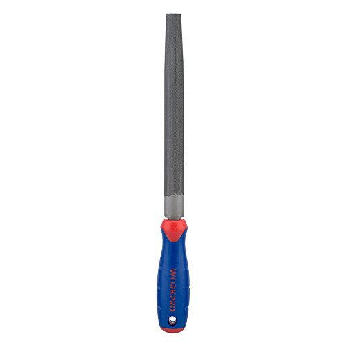 WORKPRO W051003 8 In. Half Round File, Durable Steel File for Concave, Convex & Flat Surfaces, Comfortable Anti-Slip Grip, Double Cut & Single Cut, WORKPRO