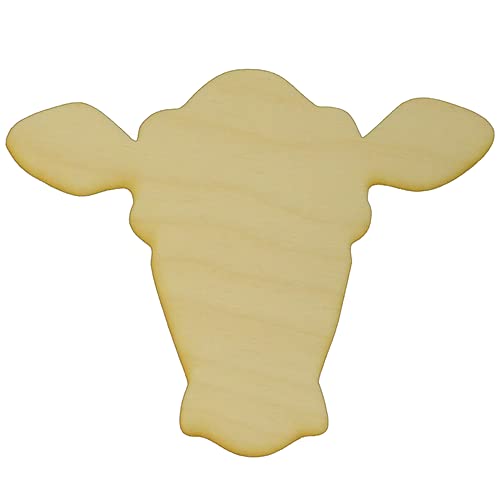 Woodcrafter Package of 1, Medium 8 x 6.5 x 14 Baltic Birch Plywood Cow Head Wood Cutout for Art and Craft Project, Made in USA - WoodArtSupply