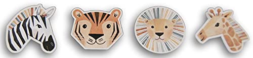 Craft Supply Safari Animals Painted Wood Cutout Shapes - 4 Mini Pieces - Zebra, Tiger, Lion, Giraffe, Multicolor Craft Supply