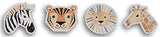 Craft Supply Safari Animals Painted Wood Cutout Shapes - 4 Mini Pieces - Zebra, Tiger, Lion, Giraffe, Multicolor Craft Supply
