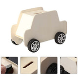 STOBOK 6Pcs DIY Unfinished Wooden Piggy Bank Car Shaped Wood Coin Bank Wood Change Box Paint Decorate Assembly Box Craft Kits for Kids Adult Gift STOBOK